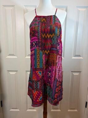 Pearl 88 Fuchsia Printed Halter Dress